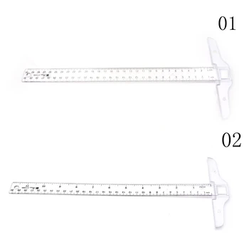 1STK Plast T-Form Hersker Klare og Gennemsigtige Målinger Lige Lineal Måling af Værktøjs-30cm