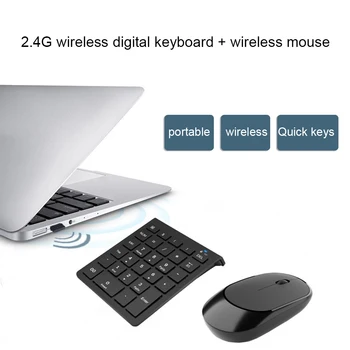 2,4 G Trådløst Sæt Mini Digital Tastatur 28 Nøgler, USB-Numerisk Tastatur Trådløst Lydløs Mus Til Bærbare PC Bærbare Desktop