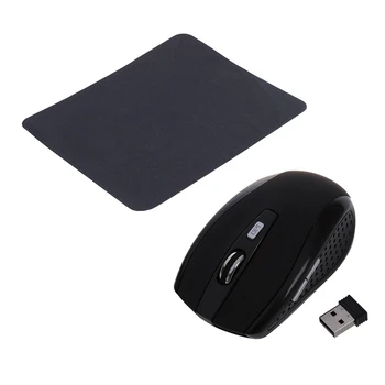 2,4 GHz Optisk Trådløs Mus Wireless USB-Sort til PC & Sort Optical Mouse Pad Mat Sort til Bærbar PC