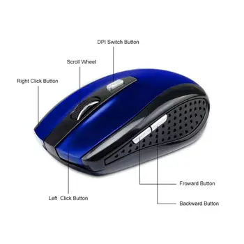 2.4 GHz Trådløs Mus Justerbar DPI Mouse Optical Gaming Mouse Gamer Trådløse Mus med USB Modtager til Computeren, PC-6 Knapper