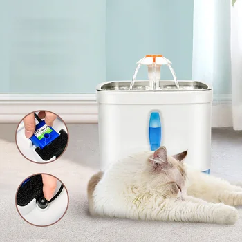 2,5 L Automatisk Kat Springvand Vand Dispenser 3 Mode Vanding Pet Drikke Skål Vindue Belysning Stainelss Stål Kat Drikker