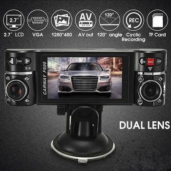 2,7 tommer TFT 1080P Dual Kamera Roterede Linse Bil DVR Køretøj Video-Optager Dash Cam med Night Vision Videokamera