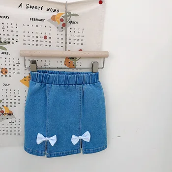 2-8Years Girl ' s Sommer-Nederdele Bue Pynt Piger Børns Denim Nederdel Kids Baby Buksetrold Mini Nederdel Tutu Rok Skort Jeans
