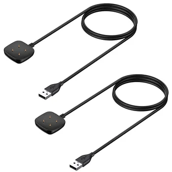 2 Pack USB-Magnetisk Opladning Kabel Dock Stand til Fitbit Følelse/Versa 3 Smartwatch 3Ft Robust Netledningen