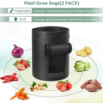 2 Pakninger med 7 Liter + 2 Pakker med 10 Liter planternes Vækst Poser, der er Fastsat for Kartoffel/Anlæg Container, Sort + Grøn
