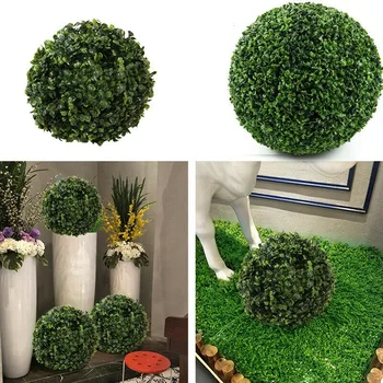 2 STK 35 cm Plast Topiary Træet Blade Virkning Bolden Hængende Hjem Haven Indretning Kunstige Hængende Topiary Buxus Bolde