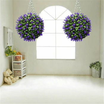 2 stk Lilla Kunstige Hængende Blomst Plante Lavendel Topiary Bolden Indretning Kurv Pot 30cm