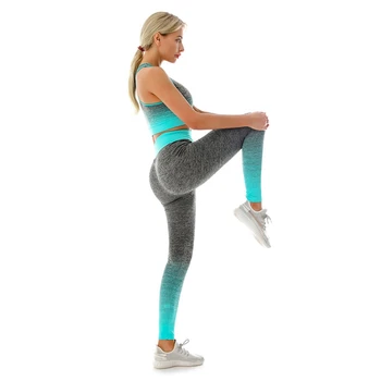 2 Stk Problemfri Yoga Er Sat Aktiv Slid Kvinder Gym Tøj Elasticitet Polyester Fitness-Træning Træningsdragt Sports-Bh Og Leggings Sæt