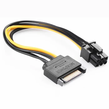 2 stk SATA han til PCIe 6pin Mand Adapter Kabel PCI-Express GPU Video Grafik-Kort Strømforsyning Converter Ledningen 18AWG 20CM