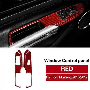 2 stk/sæt Carbon Fiber Sticker Særlige VENSTRESTYRET Bil Vindue Kontrol Switch Panel Indretning Dække Decal For Ford Mustang-2019