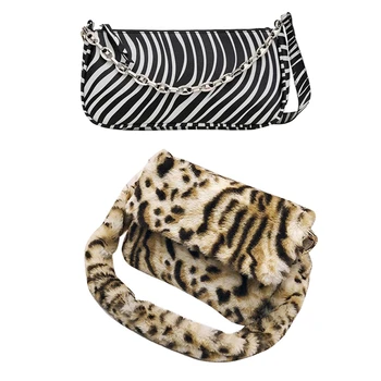 2 Stk Zebra Mønster One-Shoulder Damer Håndtaske Personlighed Alsidig Mode Pu Læder Tegnebog Taske