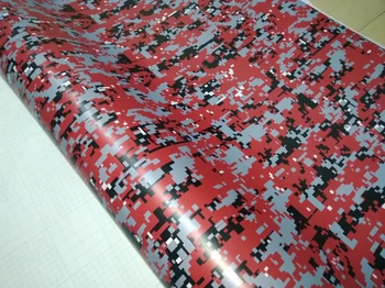 20/30/40/50x152CM Digital Selvklæbende Sort grå rød Camo Wrap Camouflage Film For Bil Indpakning Motocycle Decal Grafik