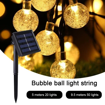 20/50 LED Krystal kugle, 5M/10M Sol Lampe Power LED String kulørte Lamper Sol Guirlander Have Jule Udsmykning Til Udendørs