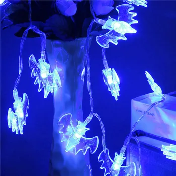20 Bat Lys Halloween Dekoration Mode Batteri Drevet LED Fe String lys Lys Blå Til julefrokost Dekorationer