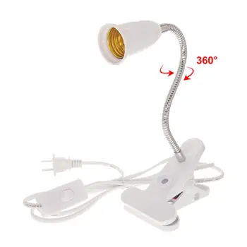 20 cm 360 Grader Fleksibel Lampe Holder Klip E27 Base Med På Off-knappen bordlampe Til Led vækst Lys E27 EU Stik