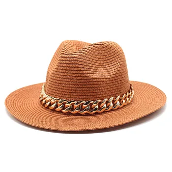 20 Farver Mode solhatte Sommeren Strå Hat Casual Panama Strand Hat med Kæde Temperament Retro Jazz Caps Fedoras Fisker Cap
