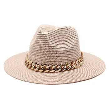 20 Farver Mode solhatte Sommeren Strå Hat Casual Panama Strand Hat med Kæde Temperament Retro Jazz Caps Fedoras Fisker Cap
