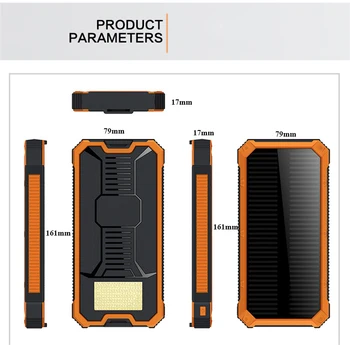 20000mAh Solar Power Bank for Xiaomi Mi iPhone 12Pro Vandtæt Dual USB Oplader Powerbank Ekstern Batteri Mobil Oplader