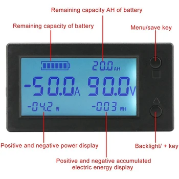 200A STN LCD-Display Digital Multimeter Spænding Ampere Strøm, Energi Amperemeter Voltmeter Batteri Volt-Amp-Meter AH Skærm Panel wi