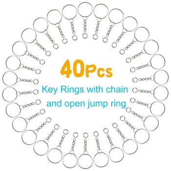 200Pcs nøglering Ringe Bulk Drejelige Kroge med Kvast for Key Chain Håndværk/Smykker/Håndtaske Dekoration