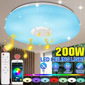 200W WiFi Dæmpbar Musik Loft Lampe Fjernbetjening & APP Control loftsbelysning AC220V Hjem bluetooth Højttaler Musik Belysning Fastholdelsesanordningen