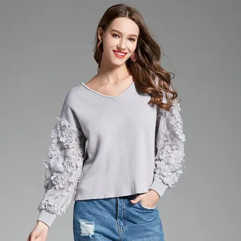 2019 Efterår & Vinter Kvinder at Strikke en Sweater, Pullover Standard Kvindelige Tøj Kontor Dame Streetwear Lange Jumpere Hvid grå