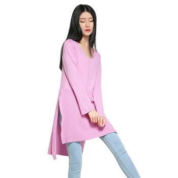 2019 foråret og sommeren nye kvinder er varmt salg solid farve, løs, afslappet uregelmæssige sweater