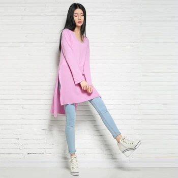 2019 foråret og sommeren nye kvinder er varmt salg solid farve, løs, afslappet uregelmæssige sweater