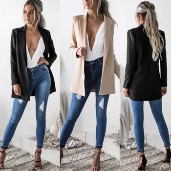 2019 Mode Hot Mode Til Kvinder Kontor Damer, Der Passer Pels Solid Forretning Blazer Med Lange Ærmer Jakke Outwear