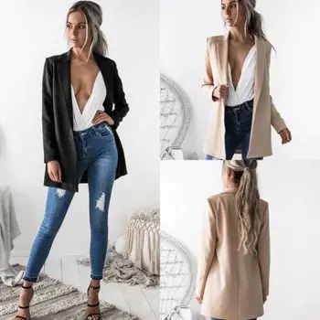 2019 Mode Hot Mode Til Kvinder Kontor Damer, Der Passer Pels Solid Forretning Blazer Med Lange Ærmer Jakke Outwear