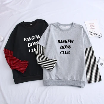 2019 Nye Mode Patchwork Mænds Pullover Harajuku Streetwear Kpop Brev Udskrivning Sweatshirt Efterår og Vinter Løs O-Neck Tops