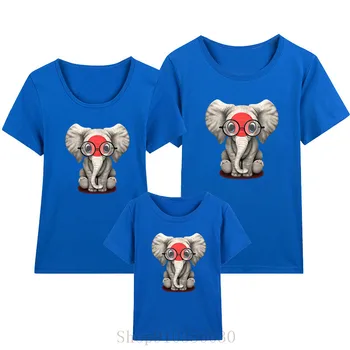 2020 Baby Elefant med Briller og Japansk Flag, T-Shirt familie matchende pyjamas familie outfit mor og søn tøj bomuld skjorte