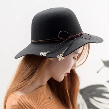 2020 Efteråret og Vinteren Damer Hat Mode Ulden Hætte Fashion Store Vedhæng Temperament Filt Hat Solid Farve Justerbar Caps MZ-08