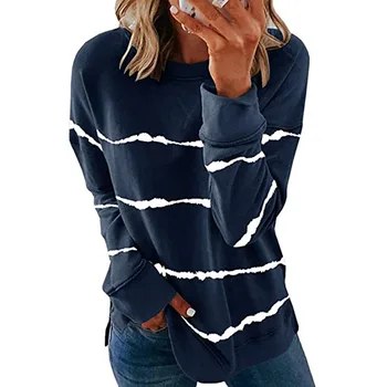 2020 Efteråret Streewear Kvinder Hættetrøjer Pullover Fashion Sweatshirts Til Kvinder Stribet Solid