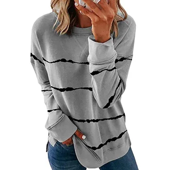 2020 Efteråret Streewear Kvinder Hættetrøjer Pullover Fashion Sweatshirts Til Kvinder Stribet Solid