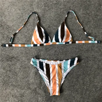 2020 Girls Sexy Micro Bikini Stribet Bikinier Kvinder 2 Stykke Badetøj Kvinder badetøj til Kvinder badedragt maillot de bain biquini