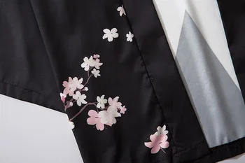 2020 Harajuku Japansk Bølger Casual Print Blomst Kimono Streetwear Mænd Kvinder Cardigan Kinesiske Tegn Tynd Kappe Tøj