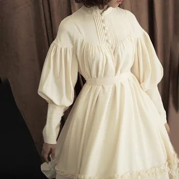 2020 Japansk Sød Lolita Kjole Vintage Falbala Stå Lanterne Ærme Løs Victorianske Kawaii Pige Gotiske Op Loli Cosplay Kjoler