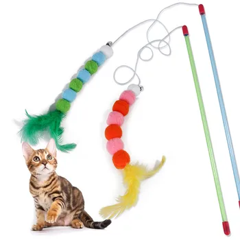 2020 Killing Cat Toy Interaktivt Legetøj, Bløde Fjer Og Bell Perlebesat Cat Toy Gatos Accesorios Kat Tilbehør Accesorios Para Gatos