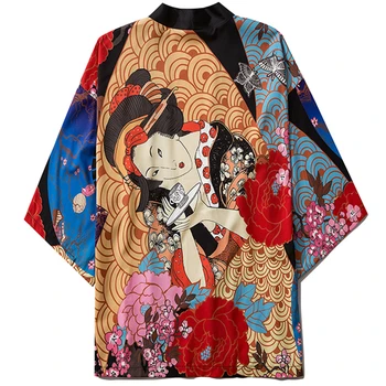 2020 Mænd Japansk Obi Mandlige Yukata Kimonoer Cardigan Kvinder Lejligheder Japansk Samurai Traditionelle Japan Tøj Robe Koreansk