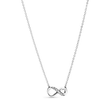 2020 NY 925 Sterling Sølv Mousserende Infinity-Collier-Halskæde, der Passer til Kvinder Mors Dag Oprindelige Fashion Smykker Gave