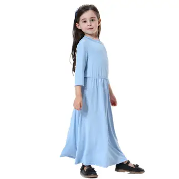 2020 Nye design Indonesien Tøj i Høj kvalitet, Solid Maxi Kjoler Mode Malaysia Høj elasticitet børnetøj til Piger