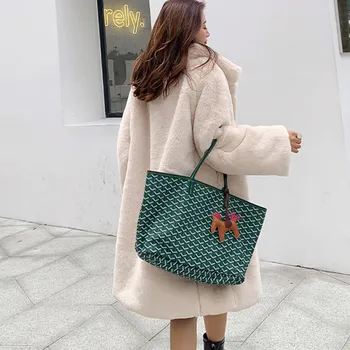 2020 Nye Efterår og Vinter Pels, Uld Over-the-knæ Kvinde med Løs Frakke Fashion Mandarin Collar Faux Fur Frakke