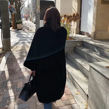 2020 Nye Efterår og Vinter Pels, Uld Over-the-knæ Kvinde med Løs Frakke Fashion Mandarin Collar Faux Fur Frakke