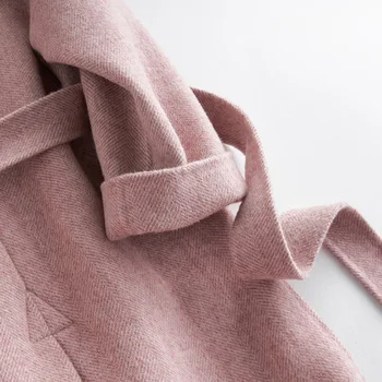 2020 Nye Fashionable Albacah Grundlag Vind To-sidet Uld Frakke Lang Fonden Løs Frakke Kvinde