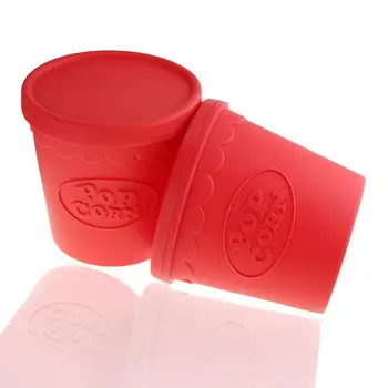 2020 Nye Popcorn Mikrobølgeovn Foldbare Silikone Rød Høj Kvalitet Køkken Nemme Værktøjer DIY Spand Popcorn Skål Kaffefaciliteter skåle Med Låg