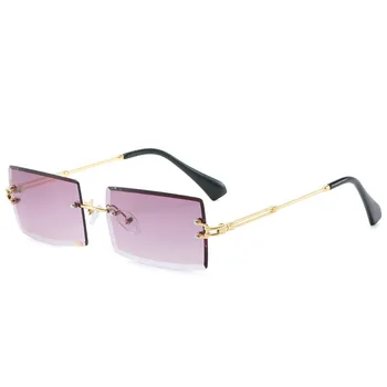 2020 Retro Solbriller Kvinder Brand Designer Mode Uindfattede Gradient Sol Briller Nuancer Skære Linse Damer Rammeløse Briller