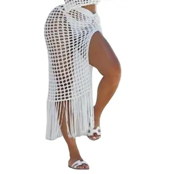 2020 Sexede Kvinder Fiskenet Mesh Strand Cover-Ups Bandage Kvast Delt Badedragt Ferie Solcreme Bikini Dække Op Wrap Nederdel Badetøj