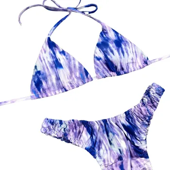2020 Sommeren Kvinder Bikini To delt Sæt Mode Afgrøde Top Paded Push-Up Bh Lav Talje g-streng Bikini Sæt Stranden Solid Farve Sæt 2stk