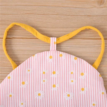 2021-03-09 Lioraitiin 0-24M Spædbarn Baby Girl Fashion Sparkedragt uden Ærmer Stribet Daisy Printet Buksedragt Søde Tøj